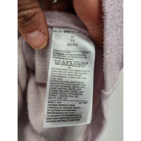 Gap Womens Sweatshirt Size XL Lavender Heather Cowl Neck Long Sleeve Pullover - Picture 6 of 8